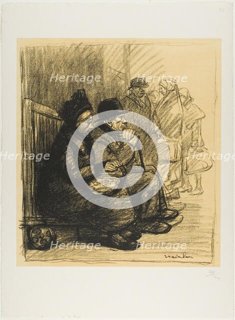 Verdunois at the Gare de l'Est Station, 1915/17. Creator: Theophile Alexandre Steinlen.