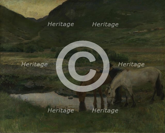 Evening in Skogstad in Valdres, 1902. Creator: Eilif Peterssen.