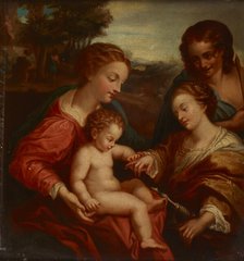 Mystic Marriage of Saint Catherine with Saint Sebastian-Copy, 1865. Creator: Jan Galuszkiewicz.