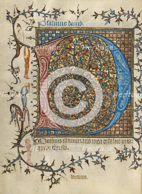 Decorated Initial D; Psalter; Ornamented Initial D, about 1390. Creator: Unknown.