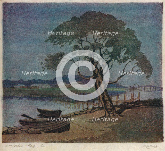 'A Waterside Village', c1921. Artist: Archibald Bertram Webb.