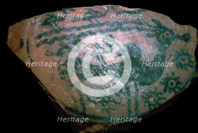 Pakistani sherd painted with stylised humped bull, 18th century BC. Artist: Unknown