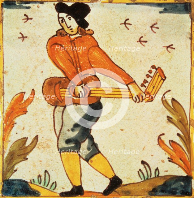 Tiles of the Palmita series, musician playing guitar.