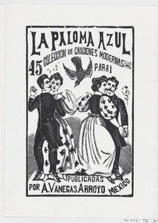 Two couples dancing, illustration for 'La Paloma Azul,' published by Antonio Vane..., ca. 1880-1910. Creator: José Guadalupe Posada.