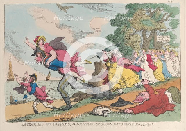 Defrauding the Customs, or Shipping the Goods Not Fairly Entered, March 1, 1815., March 1, 1815. Creator: Thomas Rowlandson.