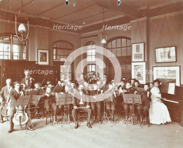 School orchestra, Cromer Street School/ Argyle School, St Pancras, London, 1906. Artist: Unknown.