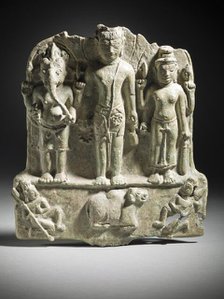 The Hindu God Shiva Flanked by Ganesha and Durga (image 1 of 2), 8th century. Creator: Unknown.