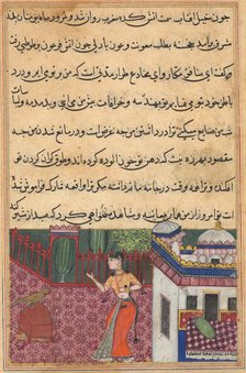 Page from Tales of a Parrot (Tuti-nama): Thirty-third night: The parrot addresses Khujasta..., c. 15 Creator: Unknown.