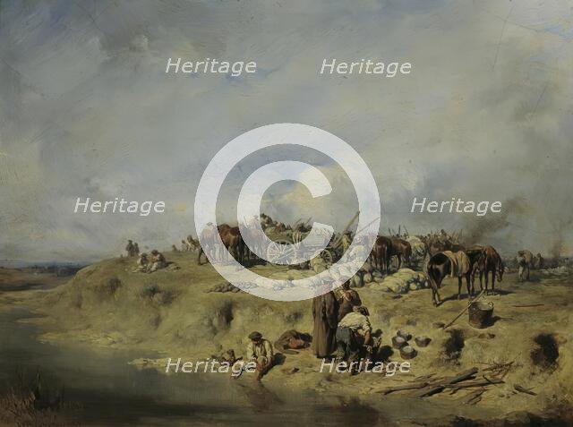 Bivouac of Russian soldiers, 1852. Creator: August von Pettenkofen.