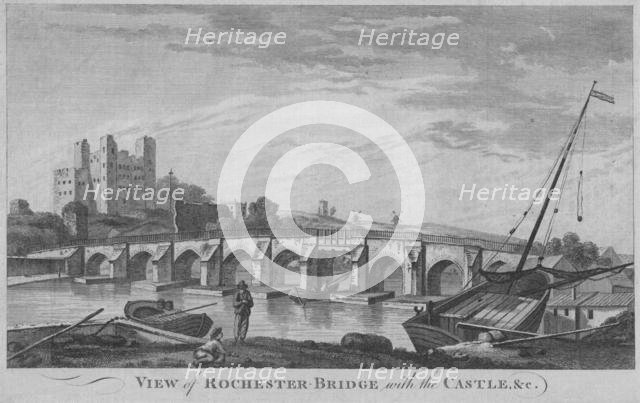 'View of Rochester Bridge with the Castle, &c', 1779. Creator: Unknown.