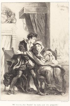 Hamlet and the Queen (Act III, Scene IV), 1834. Creator: Eugene Delacroix.