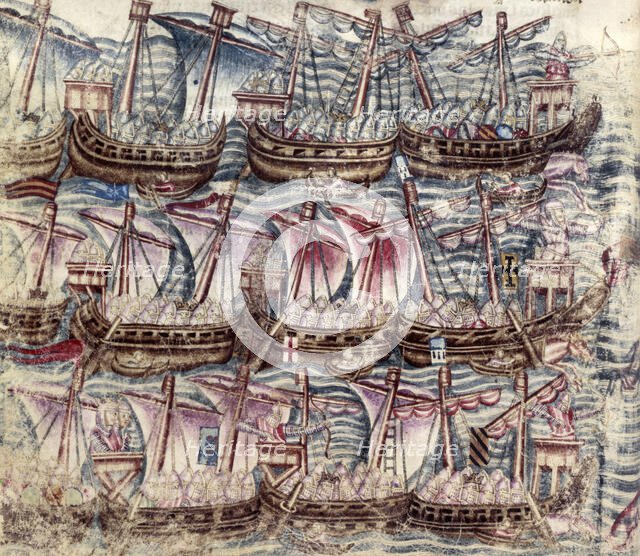 A Greek fleet, 15th Century. Creator: Unknown.