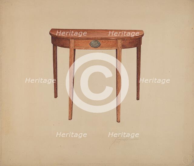Half-round Table, c. 1940. Creator: Georgine E. Mason.