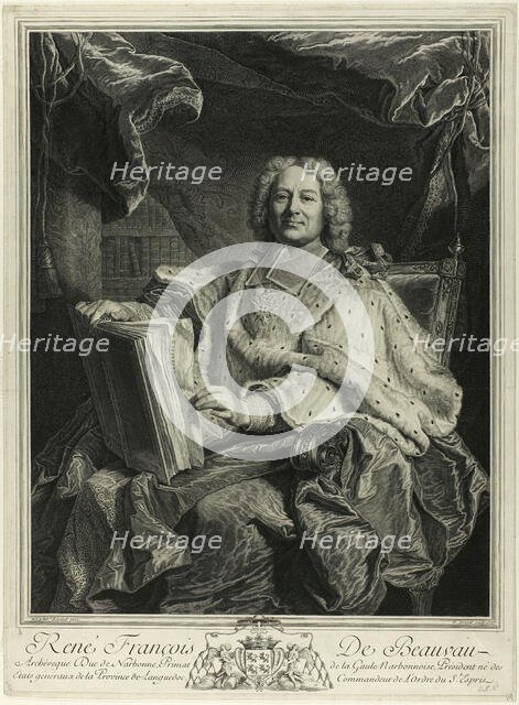 Portrait of René François de Beauveau du Rivau, 1727. Creators: Pierre Drevet, Pierre Imbert Drevet.