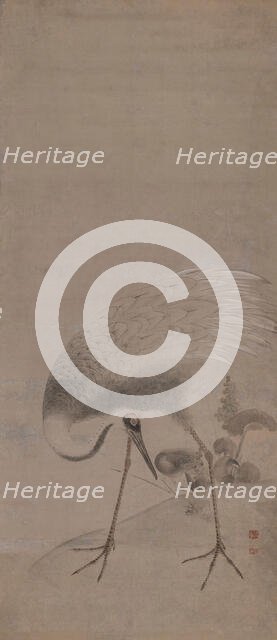 Part of diptych with two cranes, 1760-1765. Creator: Okyo; Maruyama (1733-1795).