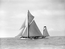 The yawl 'Joyce' sailing in good wind, 1911. Creator: Kirk & Sons of Cowes.