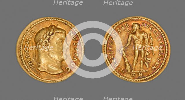 Aureus (Coin) Portraying Emperor Maximianus Herculius, 303. Creator: Unknown.