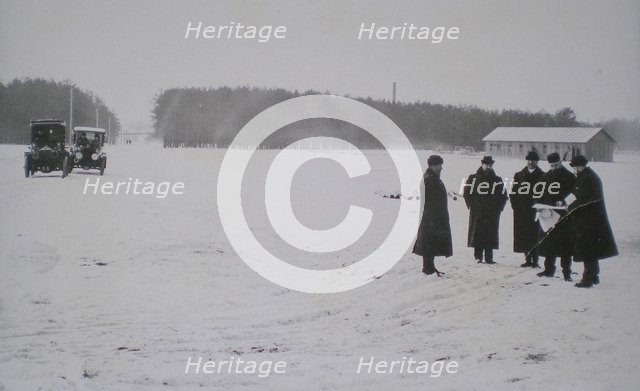 Ryabushinsky brothers inspecting building site for the AMO Factory, 1915.