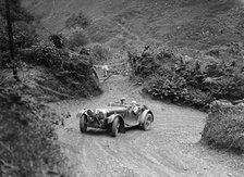 1935 Jaguar SS 90 2-seater taking part in a motoring trial, late 1930s. Artist: Bill Brunell.