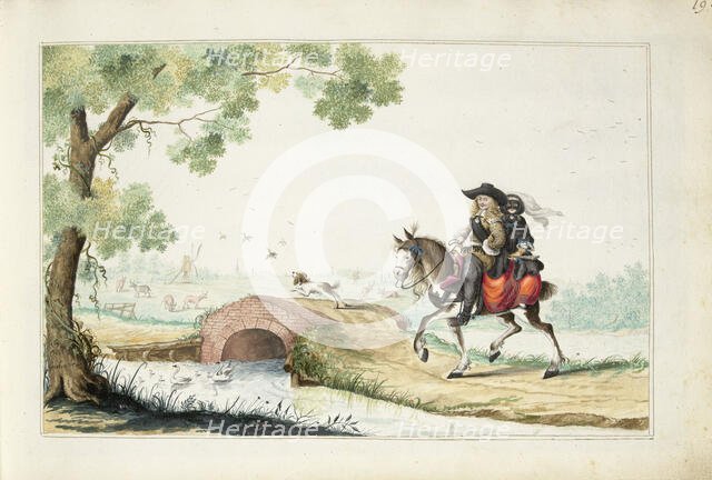 Man and masked woman on horseback, 1660. Creator: Gesina ter Borch.