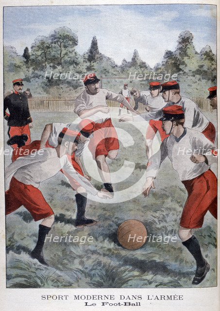 Soldiers of the French army playing football, 1902. Artist: Unknown