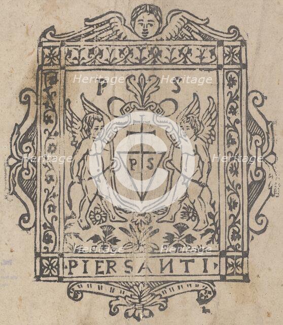 Two Putti with Shield Inscribed Pier Santi, 16th century. Creator: Unknown.