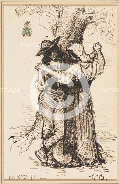 Couple Courting by a Tree, 1871. Creator: Léon Bonnat (French, 1833-1922).