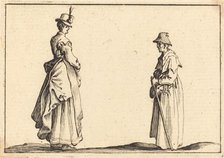 Two Women in Profile, c. 1617. Creator: Jacques Callot.