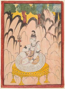 Shiva seated on a Throne in a landscape, c. 1760. Creator: Unknown.