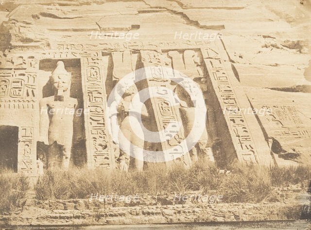 Moitié de la façade du Spéos d'Athor, à Abousembil (partie Septentrionale), March 1850. Creator: Maxime du Camp.