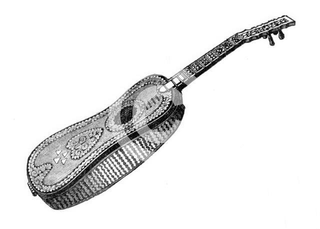 Musical Instruments at the South Kensington Museum: Guitar, 1870. Creator: Unknown.