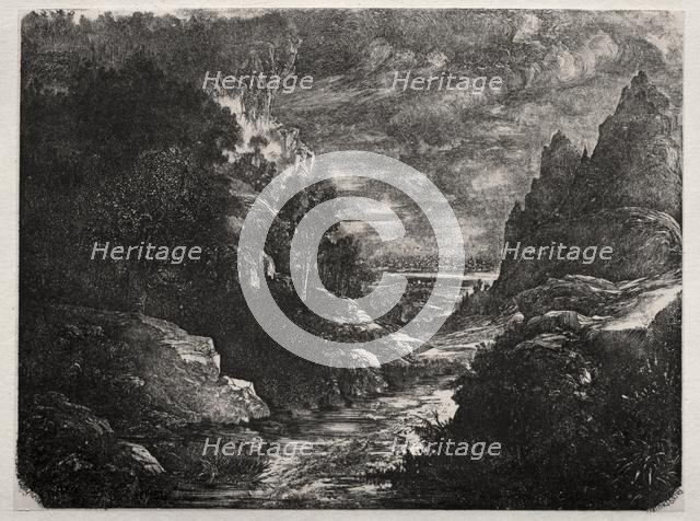 The Mountain Stream, 1871. Creator: Rodolphe Bresdin (French, 1822-1885).