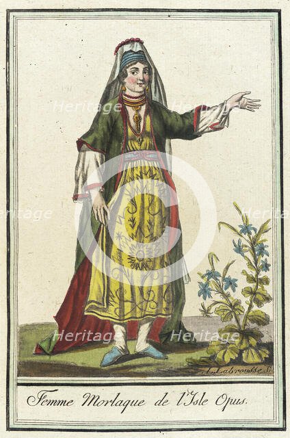 Costumes de Différents Pays, 'Femme Morlaque de l'Isle Opus', c1797. Creators: Jacques Grasset de Saint-Sauveur, LF Labrousse.