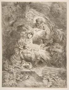 God the Father observing the Virgin and Child, angels to the right, ca. 1645-47. Creator: Giovanni Benedetto Castiglione.