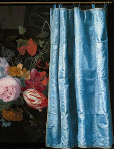 Trompe-l'Oeil Still Life with a Flower Garland and a Curtain, 1658. Creators: Adriaen van der Spelt, Frans van Mieris.