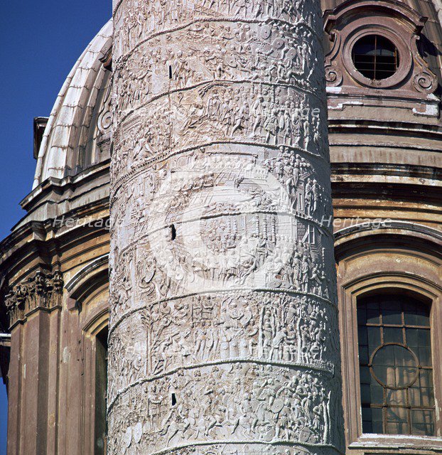 Shot of Trajan's column, showing the Dacian wars, 2nd century. Artist: Unknown