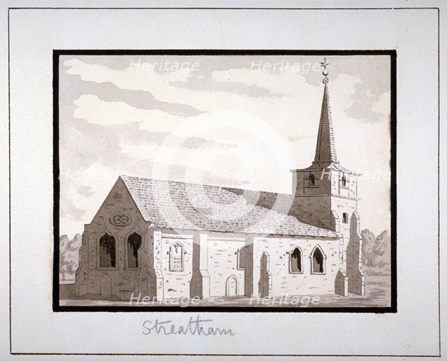 North-east view of the Church of St Leonard, Streatham, Lambeth, London, c1800. Artist: Anon