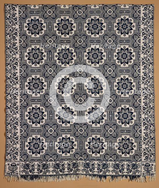 Bed Cover (Jacquard Coverlet), 1855. Creator: Samuel Graham.