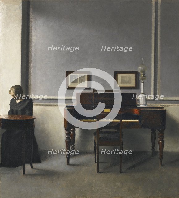 Ida in an Interior with Piano. Artist: Hammershøi, Vilhelm (1864-1916)