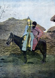 Kabardin couple on a journey, c1890. Artist: Unknown