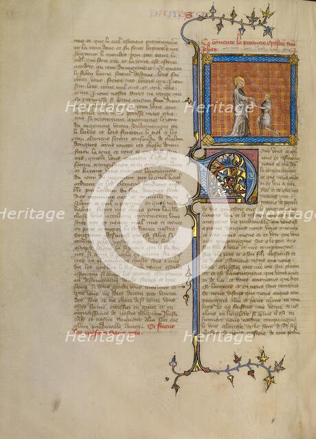 Saint John Handing a Letter to Messenger, about 1360-1370. Creator: Master of Jean de Mandeville.