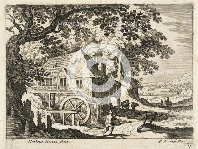 Landscape with Watermill, 1622. Creator: Matthaus Merian.