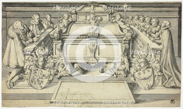 Design for Epitaph: Family Members Kneeling Before Tomb, n.d. Creator: Hans Holbein the Younger.