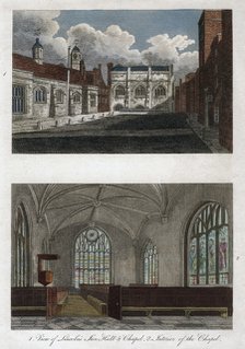 Views of Lincoln's Inn Hall and Chapel, and the interior of Lincoln's Inn Chapel, London, 1811.Artist: Pals