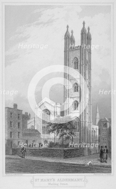 Church of St Mary Aldermary, City of London, 1839. Artist: John Le Keux