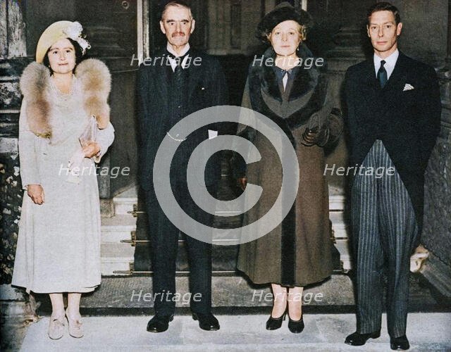 'Home Again - the King, the Queen, with Mr. and Mrs. Chamberlain', 1938, (1938). Creator: Unknown.