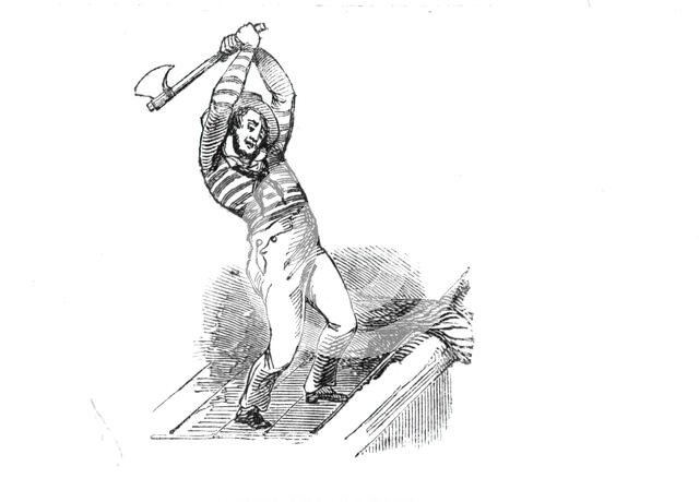 Chopping the hauser, 1842. Creator: Unknown.