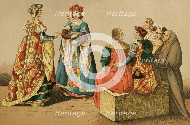 Spanish costumes of the 15th century, 1881. Creator: Unknown.