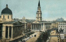 The National Gallery and St Martin in the Fields, Trafalgar Square, London, c1910.  Creator: Unknown.