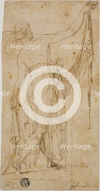 Draped Standing Figure with Outstretched Arms, 1540/50. Creator: Unknown.